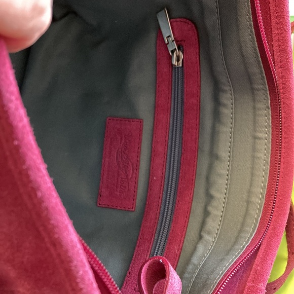 Italian leather raspberry suede handbag of Florence Italy NWT - Picture 12 of 13